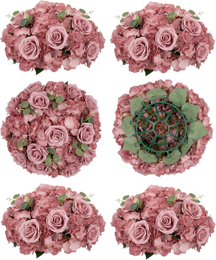 BLOSMON Artificial Flower Balls Wedding Centerpieces, Dusty Pink | 15.7" Dia by Blosmon