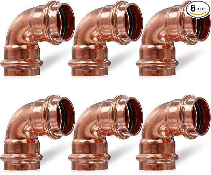 Copper Press Fittings 1 inch, 6PK Copper Coupling 90 Degree Elbow Coupling | by JIANBENKJ