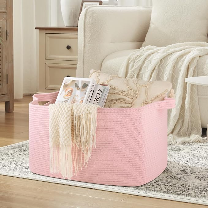 OIASKET 95L Extra Large Blanket Basket, Rectangle Nursery Blanket Storage - Image 3