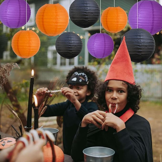 BEISHIDA Black Orange Purple Paper Lantern 6/8/10/12Inch Round Chinese Lamp | - Image 6