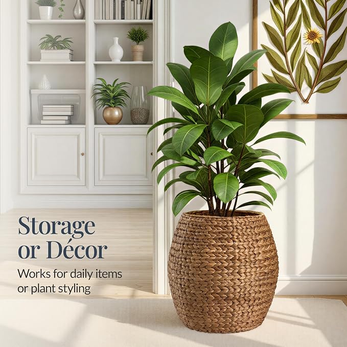 Best Choice Products Scalloped Multipurpose Hyacinth Storage Basket, Plant Décor - Image 6