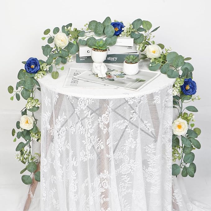 TOCHGREEN 2 Pack Artificial Eucalyptus Flower Garland - Image 7