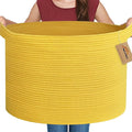Extra Large Yellow Basket, 22” X 22” X 14” Cotton Rope Yellow Decor by MEGASKET