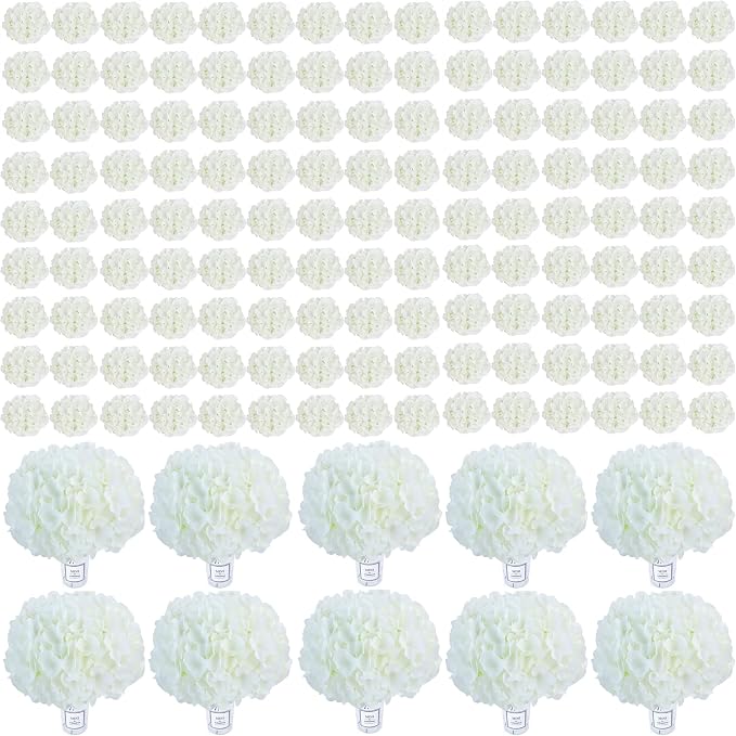 AVIVIHO 205Pcs Fake Flowers White Hydrangea Artificial Flowers Bulk Ivory Silk by Aviviho