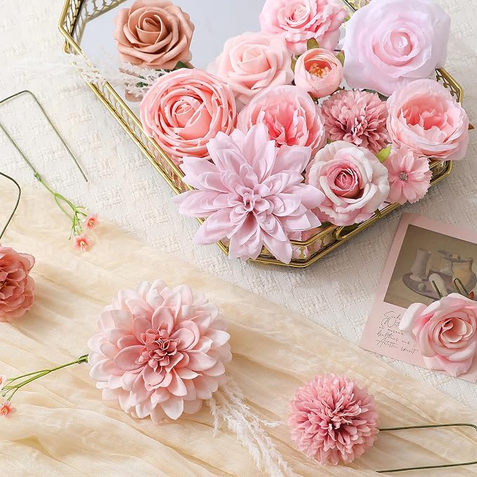 Artificial Flowers Fake Rose Flowers Dahlia - Image 7