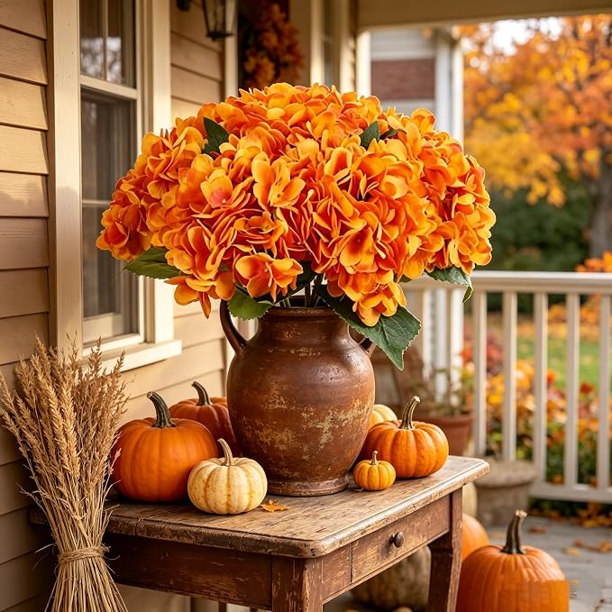 Kimura's Cabin 6pcs Hydrangea Artificial Flowers Fall Fake Hydrangea, Wedding - Image 7