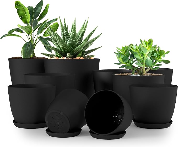 Plant Pots Indoor with Drainage, 10 Pack Multi-Size Planters Set by UTOPIAHOME