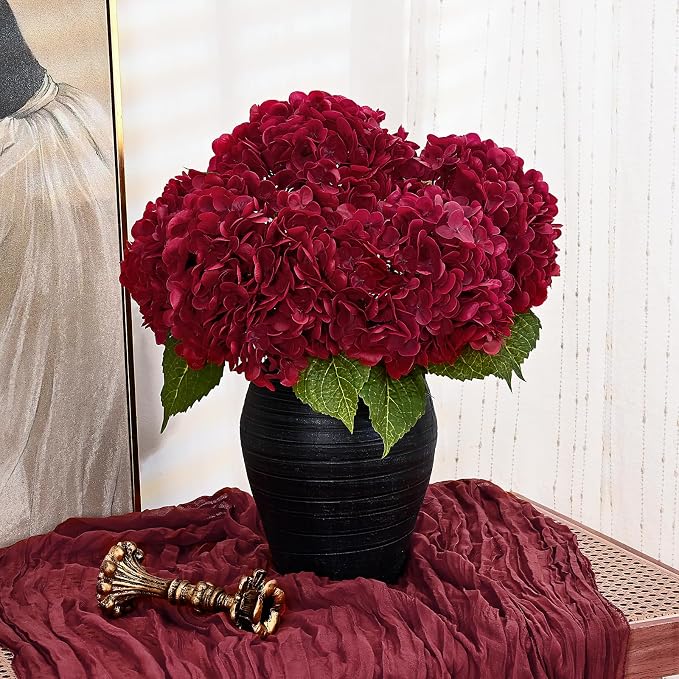 3Pcs 21in Latex Real Touch Hydrangea Artificial Flowers | Lifelike Large - Image 2