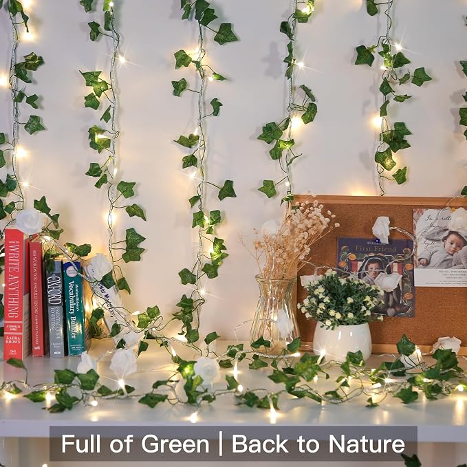 33FT 100 LED Ivy Vine with Fairy Lights Plug in Clear Wire | Connectable String - Image 6