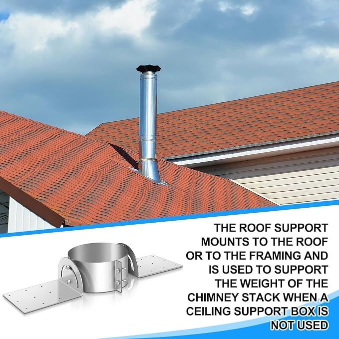 Hicarer 8 Inch Chimney Roof Support Bracket Adjustable Galvanized Kit | Stove - Image 6