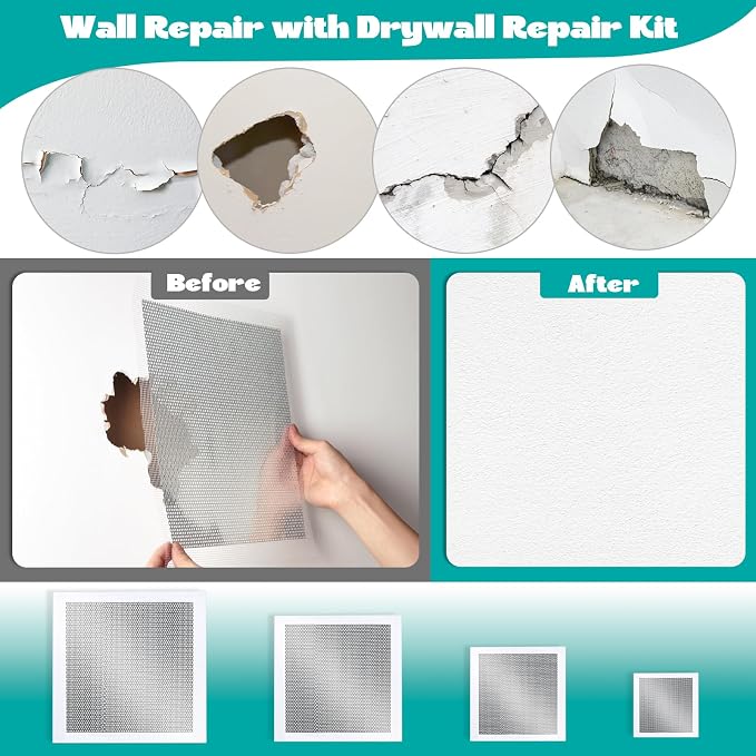 16Pcs Drywall Repair Kit, 2/4/6/8in Self-Adhesive Drywall Patch Kit | Wall - Image 4