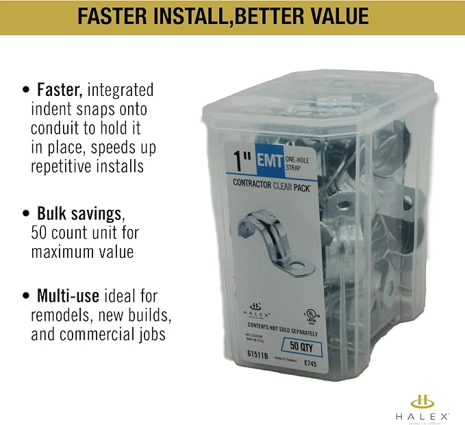 Halex 1 in. EMT Conduit Strap, One Hole, Galvanized Steel, Electrical metallic - Image 5