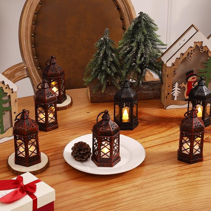 LLQ 12PCS Brushed Red Mini Lantern - Image 4