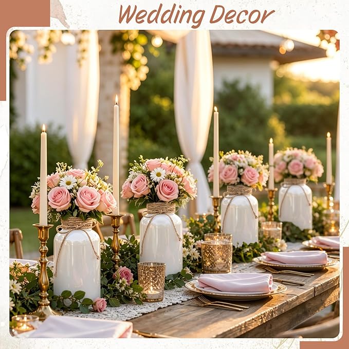 12 Pack Mason Jar Vases for Centerpieces, Wide Mouth Mason Jars - Image 6