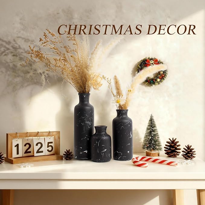 Resin 3 Piece Decorative Vase Set, Mantel and Shelf Decor. Boho Style Vases - Image 8