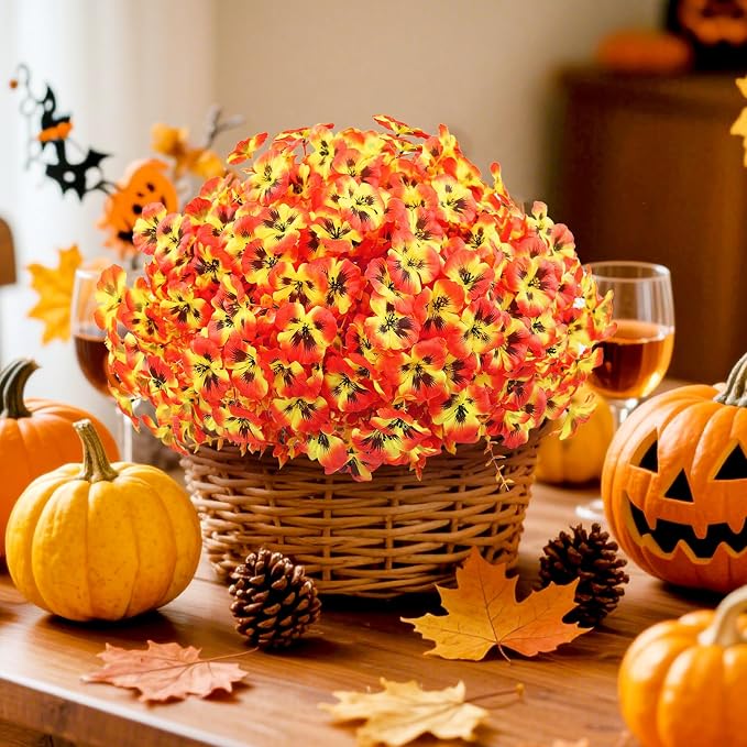16PCS Artifcial Fall Flowers for Outdoors, No Fade Silk Pansies | Realistic - Image 6