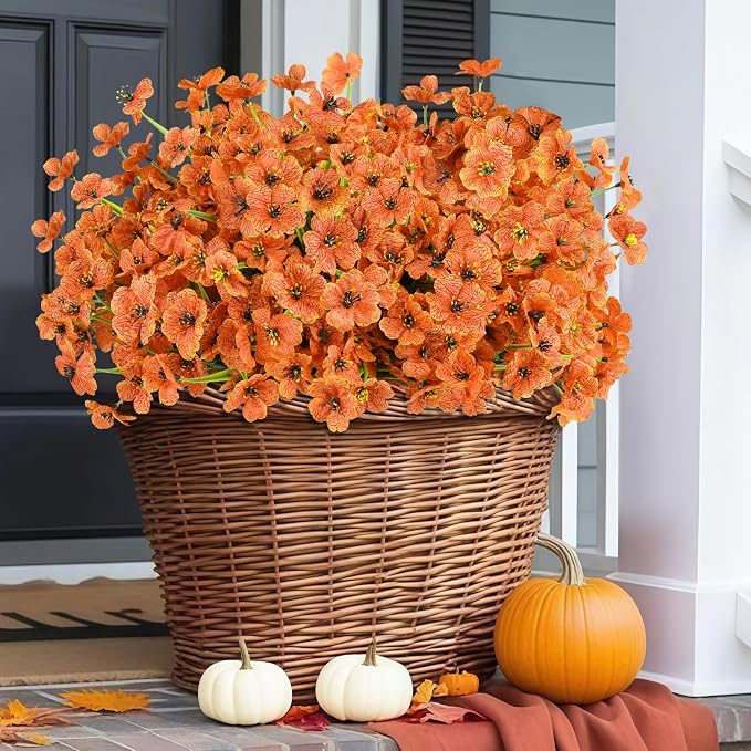 24PCS Artificial Fall Flowers for Outdoors, Fake Mums, Fall Decorations for - Image 3