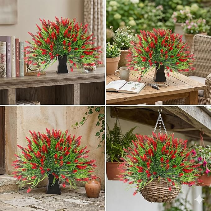 Rowfad 22 Pcs Artificial Outdoor Flowers Fake Outdoor Plants Monkey Grass - Image 7