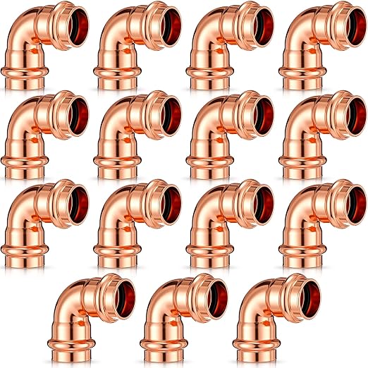 Therwen 15 Pcs 3/4 Inch Copper Pipe Press Fittings, 90 Degree Elbow Coupling by Therwen
