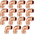 Therwen 15 Pcs 3/4 Inch Copper Pipe Press Fittings, 90 Degree Elbow Coupling by Therwen