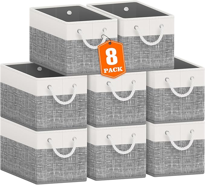 Storage Bins 8-Pack, Foldable Storage Baskets by Fabtotes