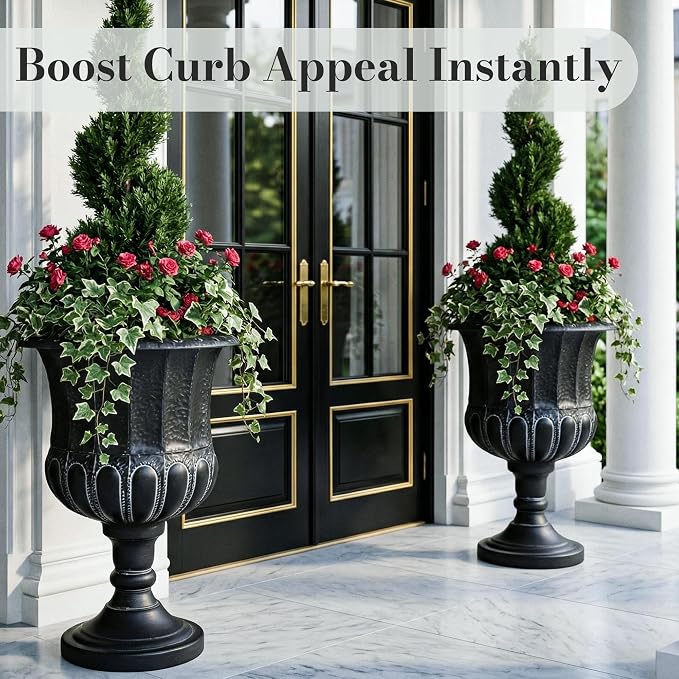 Worth Garden 25" H. Metal Urn Planters 1-Pack - Image 4
