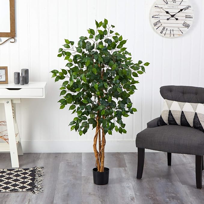 Nearly Natural 4 ft Artificial Triple Trunk Ficus Tree - Image 6