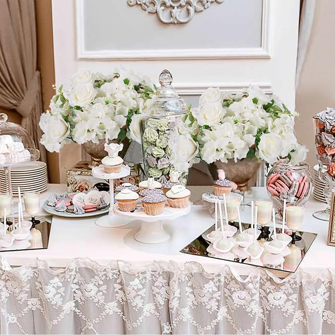 BLOSMON Artificial Flower Balls Wedding Centerpieces 10 Pcs 14.2" Large White - Image 2