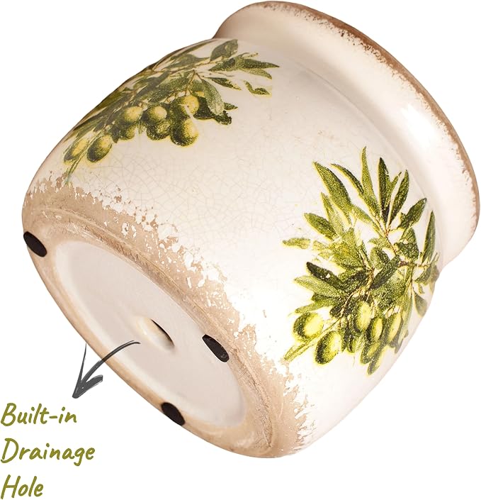 Olive Ceramic Planter, Italian Mediterranean Flower Pot - Image 4