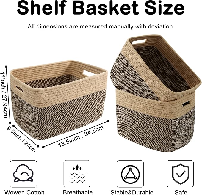 3 Pack Woven Baskets, Storage Baskets - Image 2