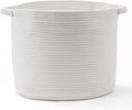 Blanket Basket for Living Room, Woven Rope Storage Basket | 16"D x 14"H | White by KODOMOORE