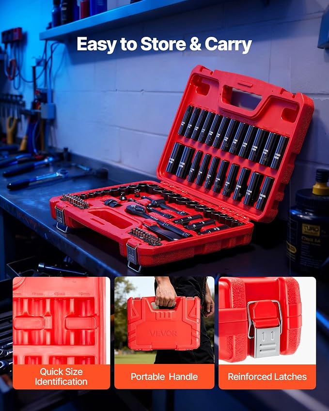 VEVOR 96 Piece 3/8" Drive Impact Socket Wrench and Bit Set, SAE & Metric - Image 7