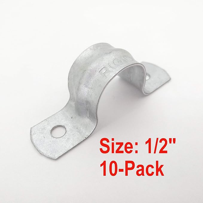Rigid Pipe Strap Clamp Hanger, 2 Holes, Galvanized or PVC Pipes, IMC Conduit - Image 5