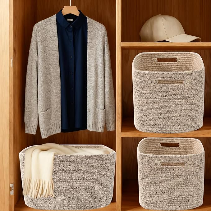 3 Pack Woven Baskets, Storage Baskets - Image 8