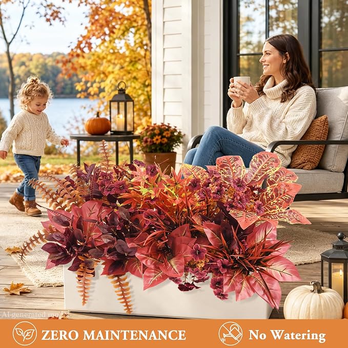 Artificial Fall Flowers for Outdoors, Fake Flowers Fall Greenery for Outside - Image 8