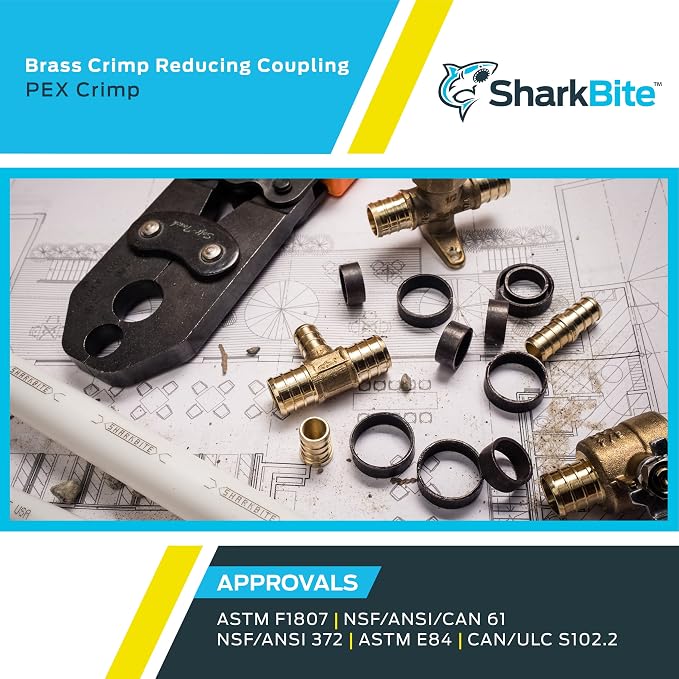 SharkBite 3/8 Inch x 1/2 Inch Crimp Reducing Coupling, Brass Plumbing Fitting - Image 5