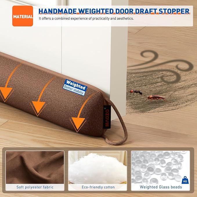 MAGZO Under Door Draft Stopper 36 Inches, Washable Under Door Gap Filler - Image 2