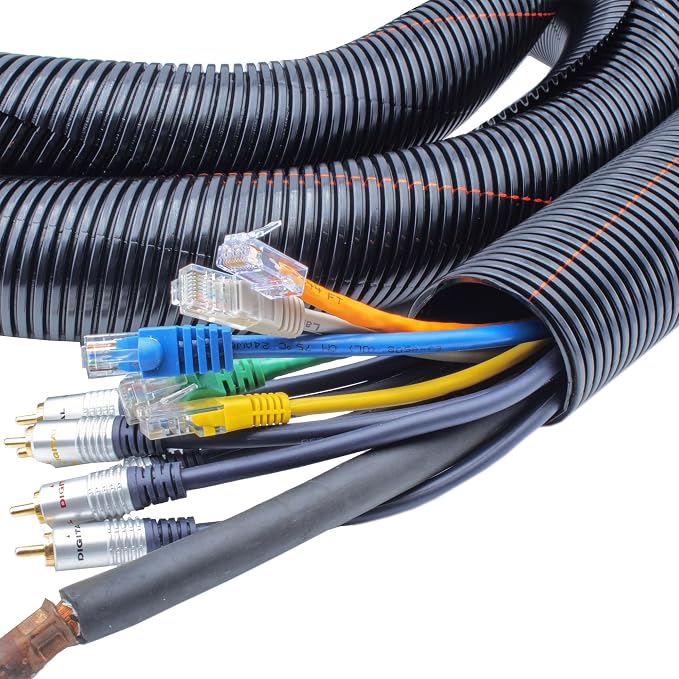 Electriduct 1/2" UV Rated Flame Retardant Wire Loom Black Nylon Split Tubing - Image 2