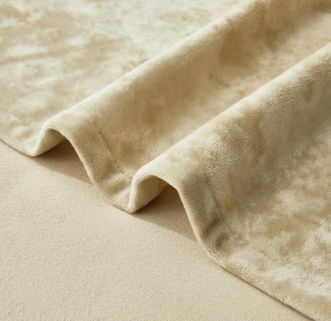 Chezmoi Collection Lux Beige Crushed Velvet Curtains 2 Panel Set - Image 9