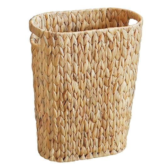 Coeusy Wicker Trash Can, Bathroom Trash Can, Water Hyacinth Wicker Waste Basket by WEAVECOMFORTINTOEVERYCORNER