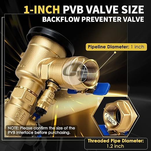 【UPC® Certified】1" Pressure Vacuum Breaker Assembly, Metal Top Cover, Thickened - Image 2
