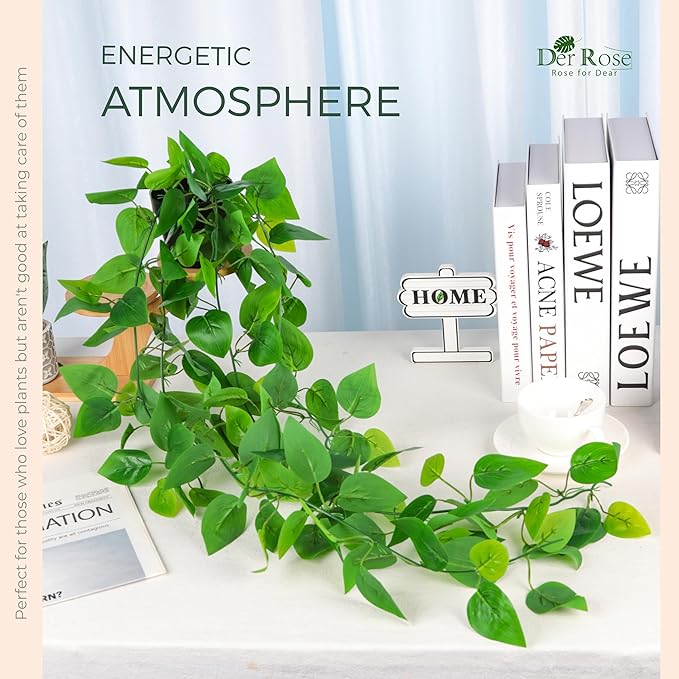 Der Rose 34" Fake Hanging Plant Artificial Pothos Vines Office Shelf Decor | - Image 2