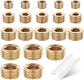 20PCS Brass Pipe Fitting Socket Plugs Kit, 1/8" 1/4" 3/8" 1/2" NPT | Male by Ailbiuko