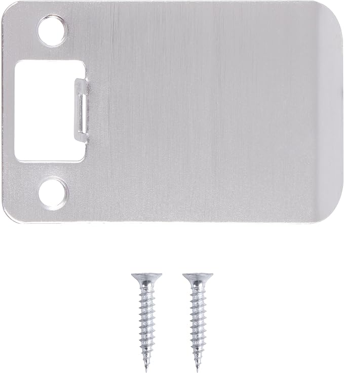 Round Corner Extended Lip Strike Plate, 2-1/4" x 3", Satin Chrome - Image 2