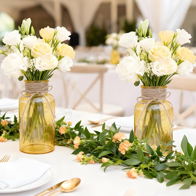 12 Pack Mason Jar Vases for Centerpieces, Wide Mouth Mason Jars - Image 5