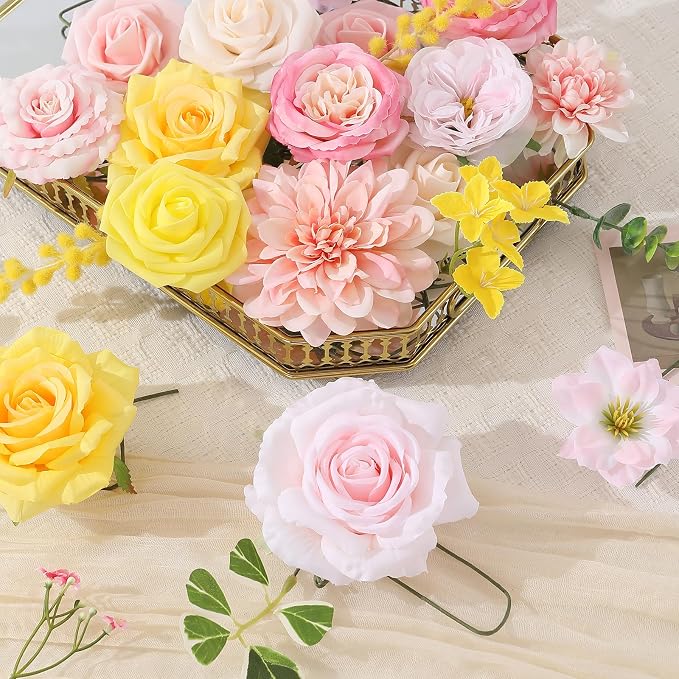 Artificial Flowers Fake Rose Flowers Dahlia - Image 8
