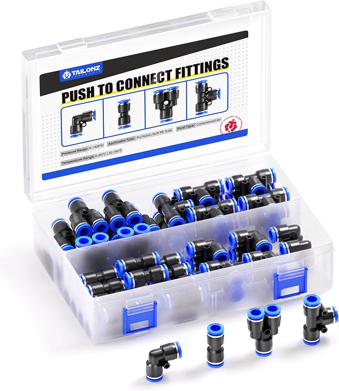 TAILONZ PNEUMATIC 5/32 Inch od Push to Connect Fittings Pneumatic Fittings Kit by TAILONZPNEUMATIC