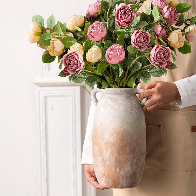 Dobbyby Ceramic Flower Vase 12 inch Farmhouse Rustic Vase Decorative Pottery - Image 3