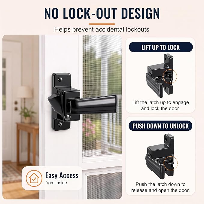 Replacement Screen Door Latch for Non-Spring Loaded Strike, Interior Latch for - Image 5
