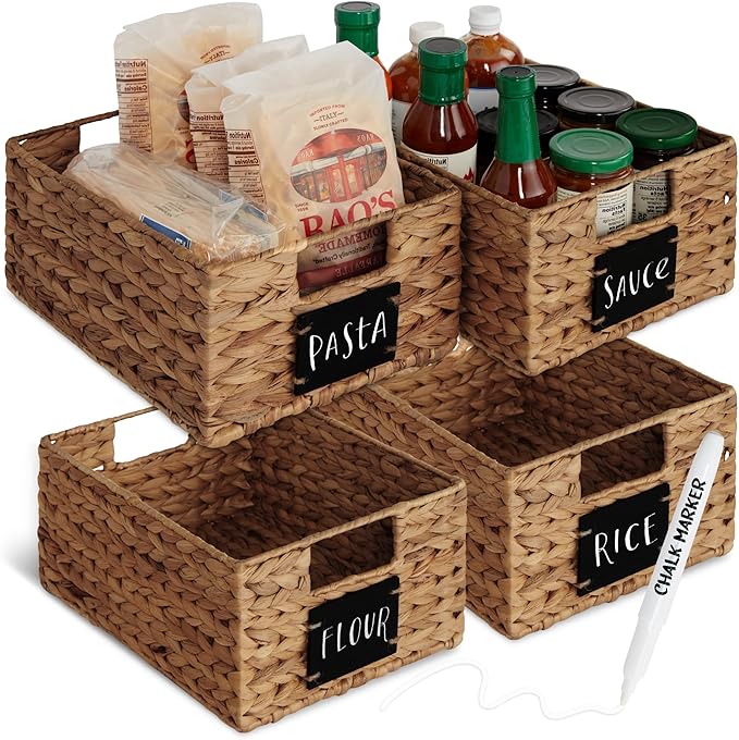 Best Choice Products Set of 4 9x12in Water Hyacinth Pantry Baskets, Woven by Unknown